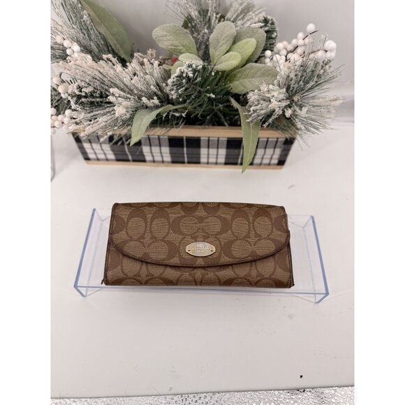 Coach F52601 Brown PVC Coated Canvas Leather Wallet Clutch - Compact & Stylish - Picture 1 of 4